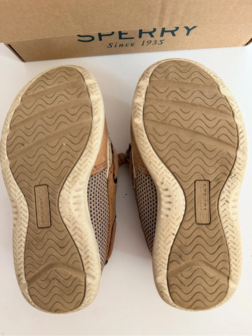 Sperry Kids Tan Leather Moccasin Boat Shoes